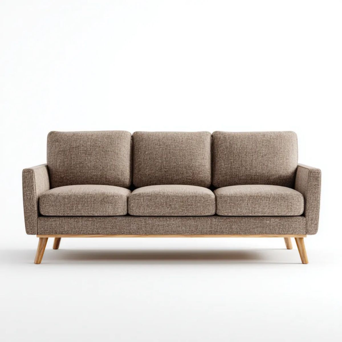 Sofa trzyosobowa taupe z tapicerką poliestrową 200 × 85 × 85 cm