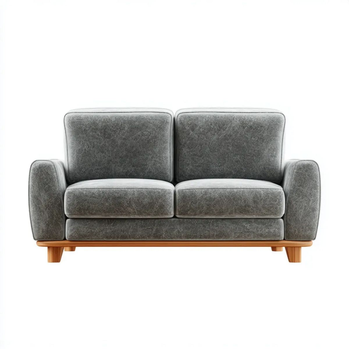 Dwuosobowa sofa szara z mikrofibry na drewnianych nóżkach, 160 × 90 × 85 cm