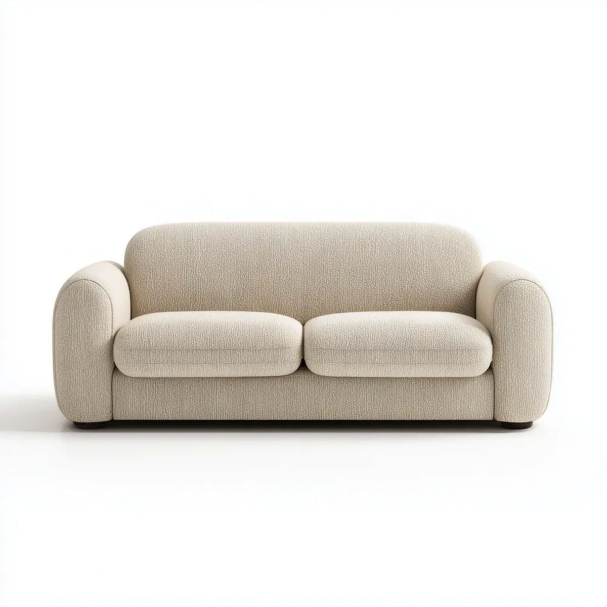 Beżowa sofa dwuosobowa z tkaniną bouclé 180 x 90 x 78 cm