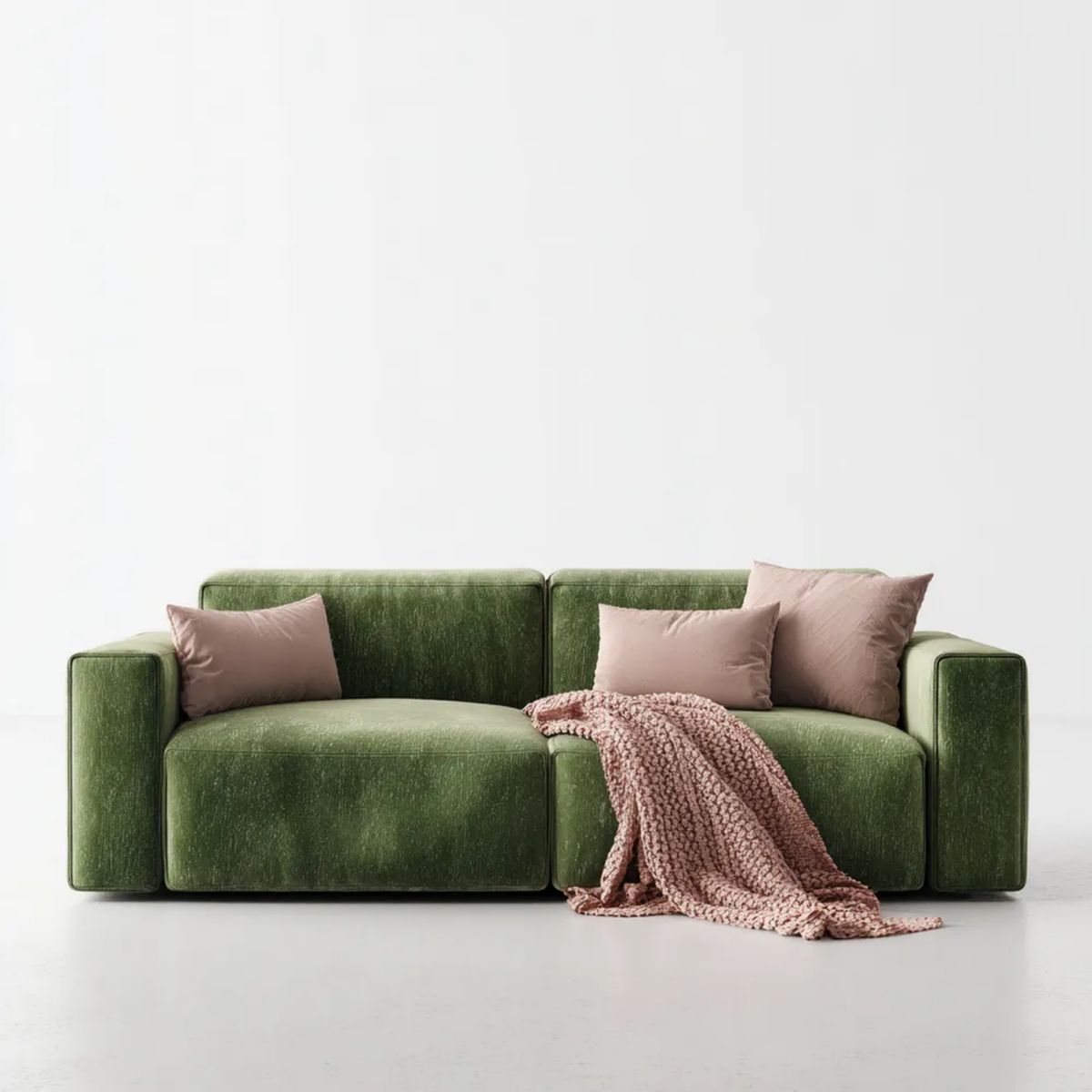 Trzyosobowa sofa zielona z weluru poliestrowego 220 x 95 x 75 cm