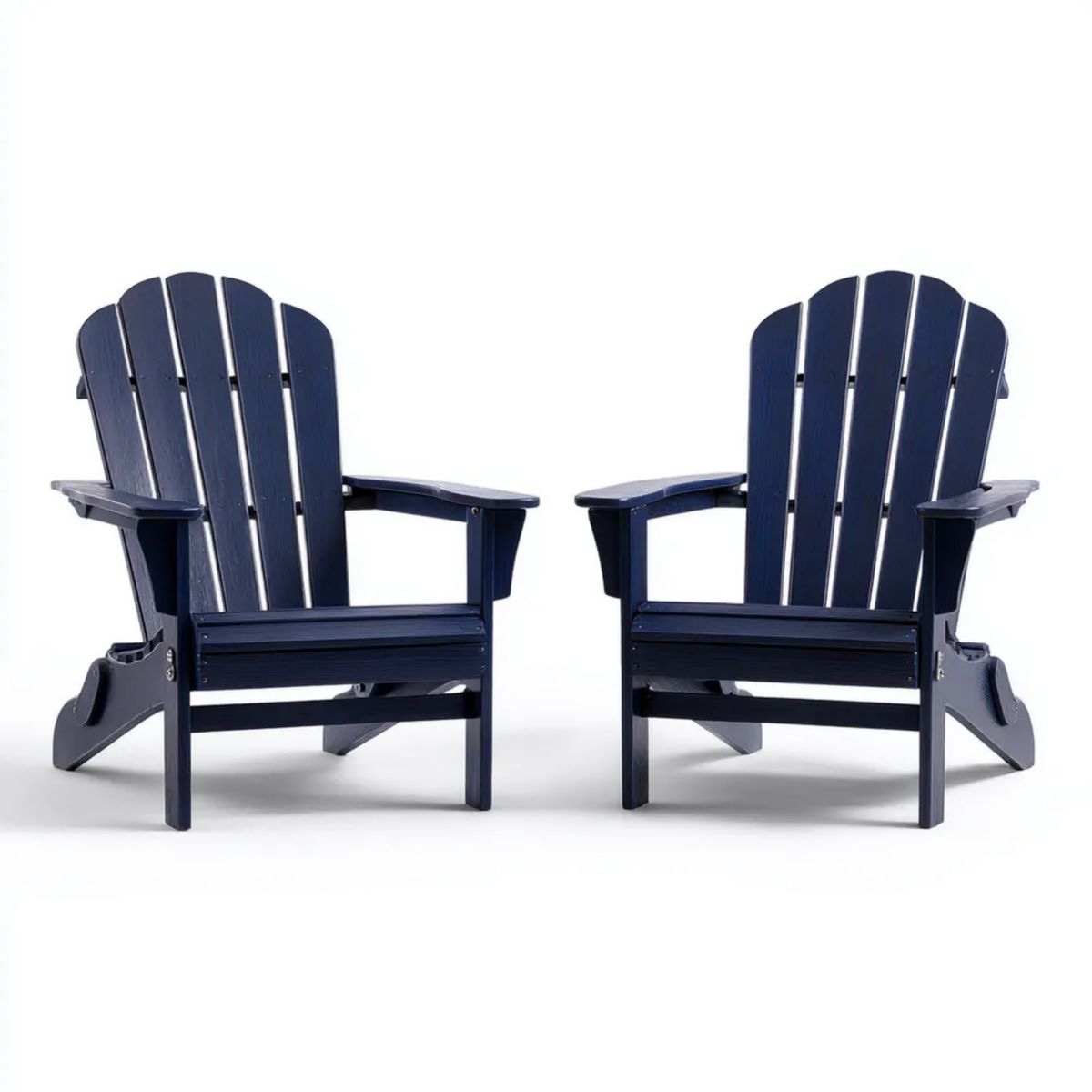 Zestaw 2 granatowych foteli ogrodowych Adirondack z HDPE 76 x 83 x 98 cm
