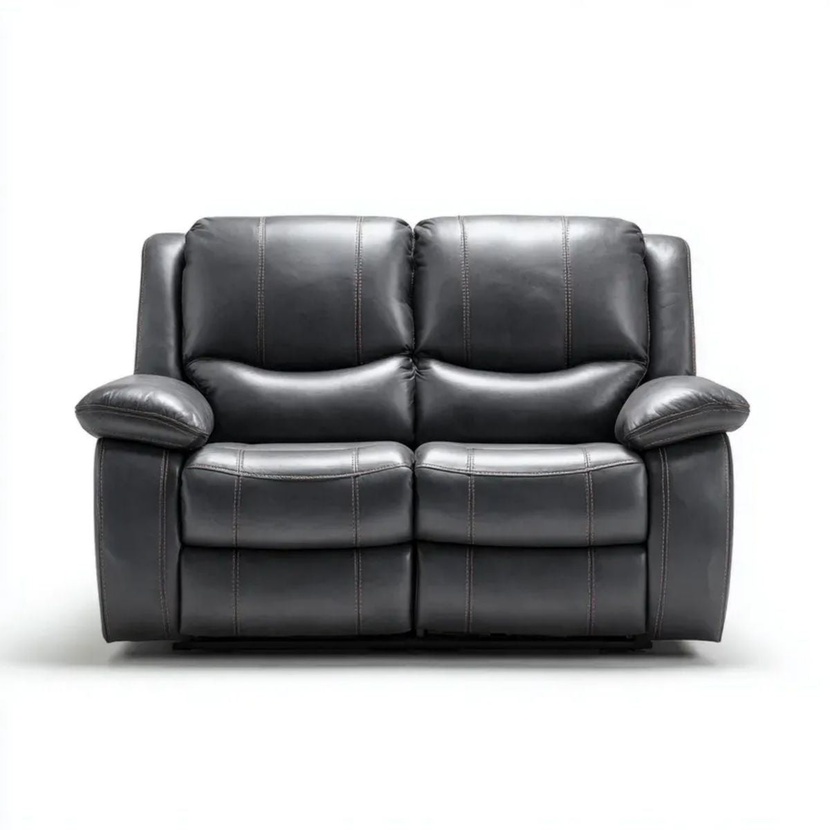 Dwuosobowa sofa skórzana z manualną funkcją relaks, czarna, 168 × 95 × 102 cm