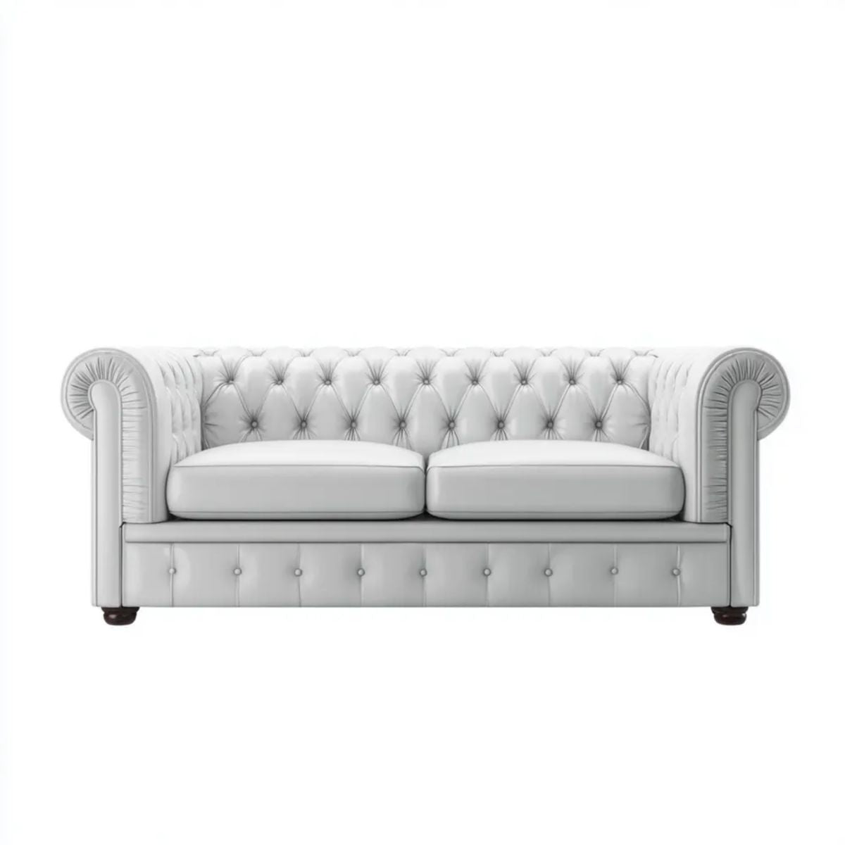 Dwuosobowa sofa Chesterfield biała ze skóry syntetycznej PU, 180 x 90 x 75 cm