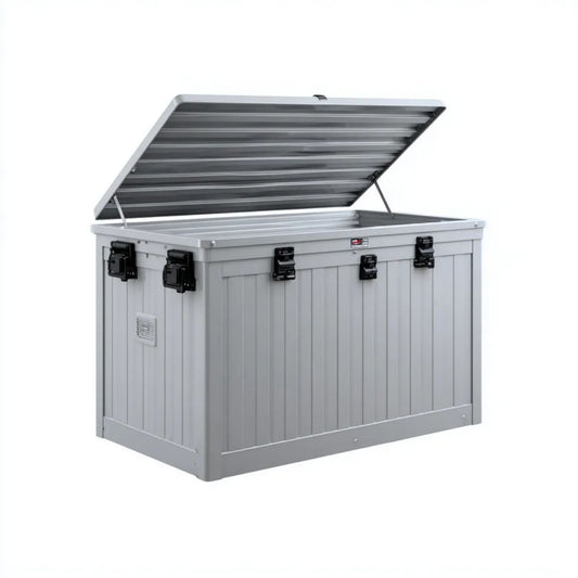 Szara skrzynia ogrodowa z HDPE 152 x 72 x 70 cm, 567 l