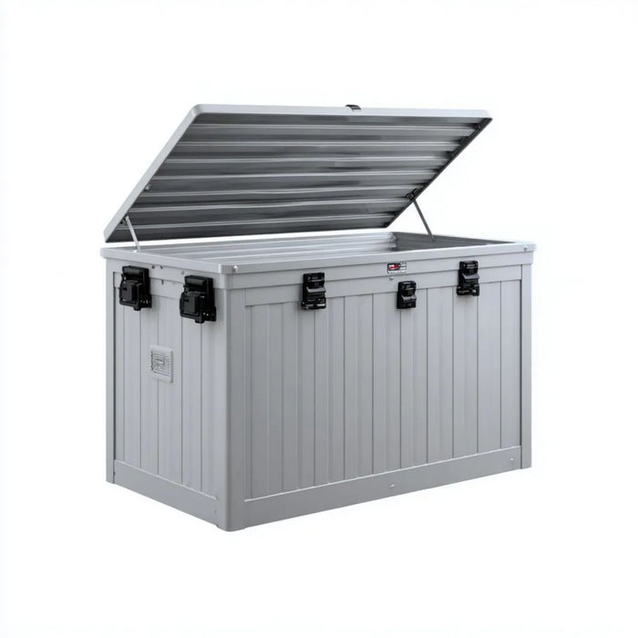 Szara skrzynia ogrodowa z HDPE 152 x 72 x 70 cm, 567 l