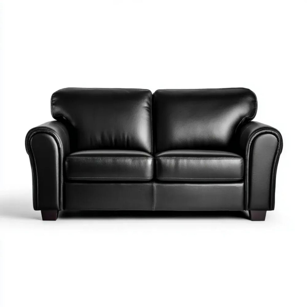 Czarna sofa dwuosobowa z tapicerką PU 160 x 90 x 90 cm