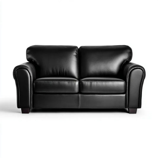 Czarna sofa dwuosobowa z tapicerką PU 160 x 90 x 90 cm