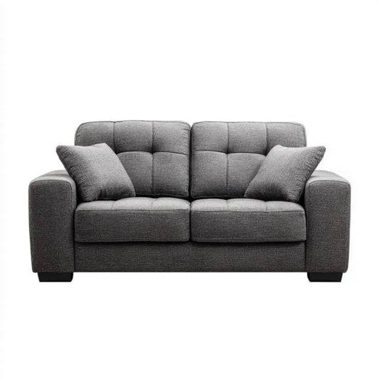 Szara dwuosobowa sofa z poliestru 180 x 90 x 90 cm