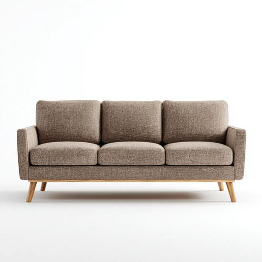 Sofa trzyosobowa taupe z tapicerką poliestrową 200 × 85 × 85 cm