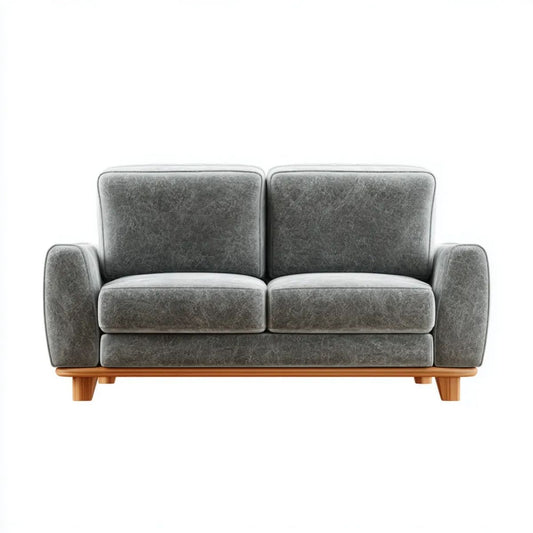 Dwuosobowa sofa szara z mikrofibry na drewnianych nóżkach, 160 × 90 × 85 cm