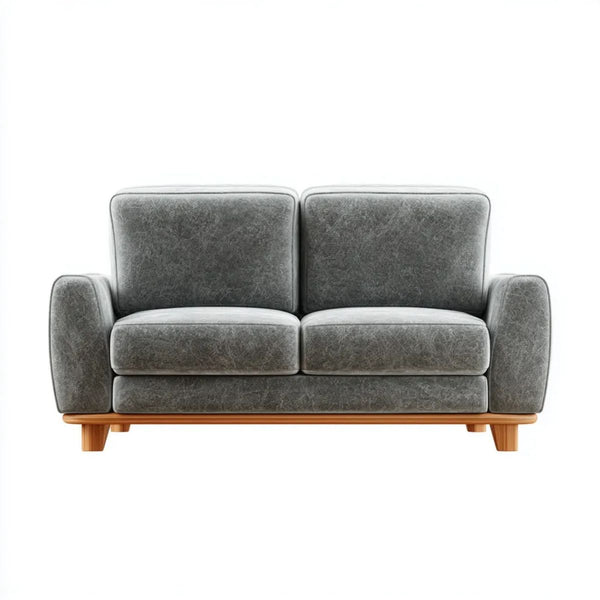 Dwuosobowa sofa szara z mikrofibry na drewnianych nóżkach, 160 × 90 × 85 cm