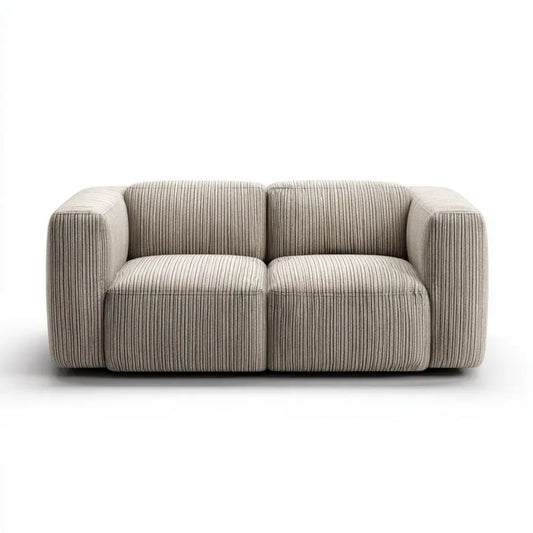 Beżowa sofa dwuosobowa ze sztruksu poliestrowego 180 × 95 × 75 cm