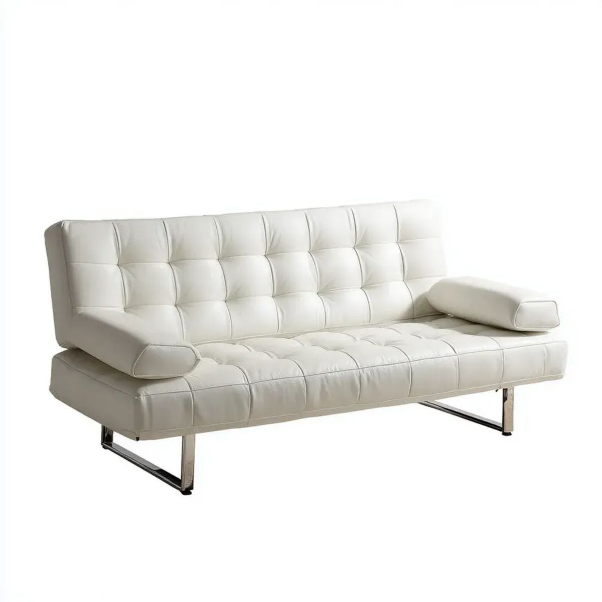 Kremowa rozkładana sofa 3-osobowa z ekoskóry PU, 180 x 85 x 82 cm