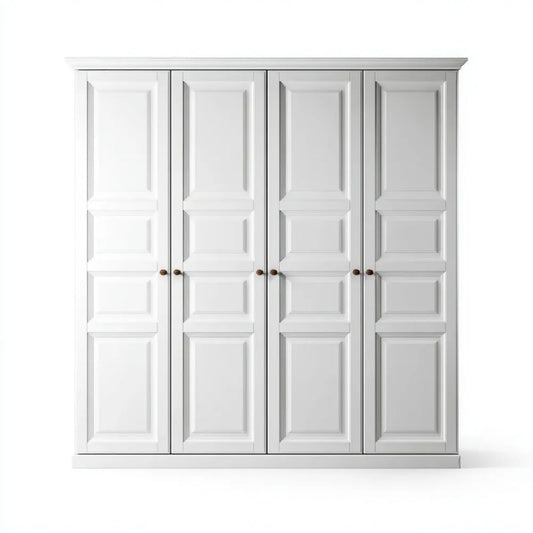 Szafa ubraniowa 4-drzwiowa biała z płyty MDF 200 x 60 x 220 cm