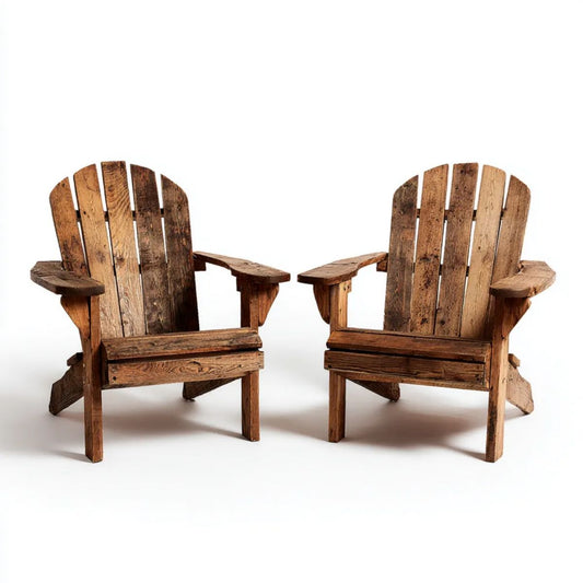 Zestaw 2 drewnianych foteli ogrodowych Adirondack, brązowy, 80 × 90 × 100 cm