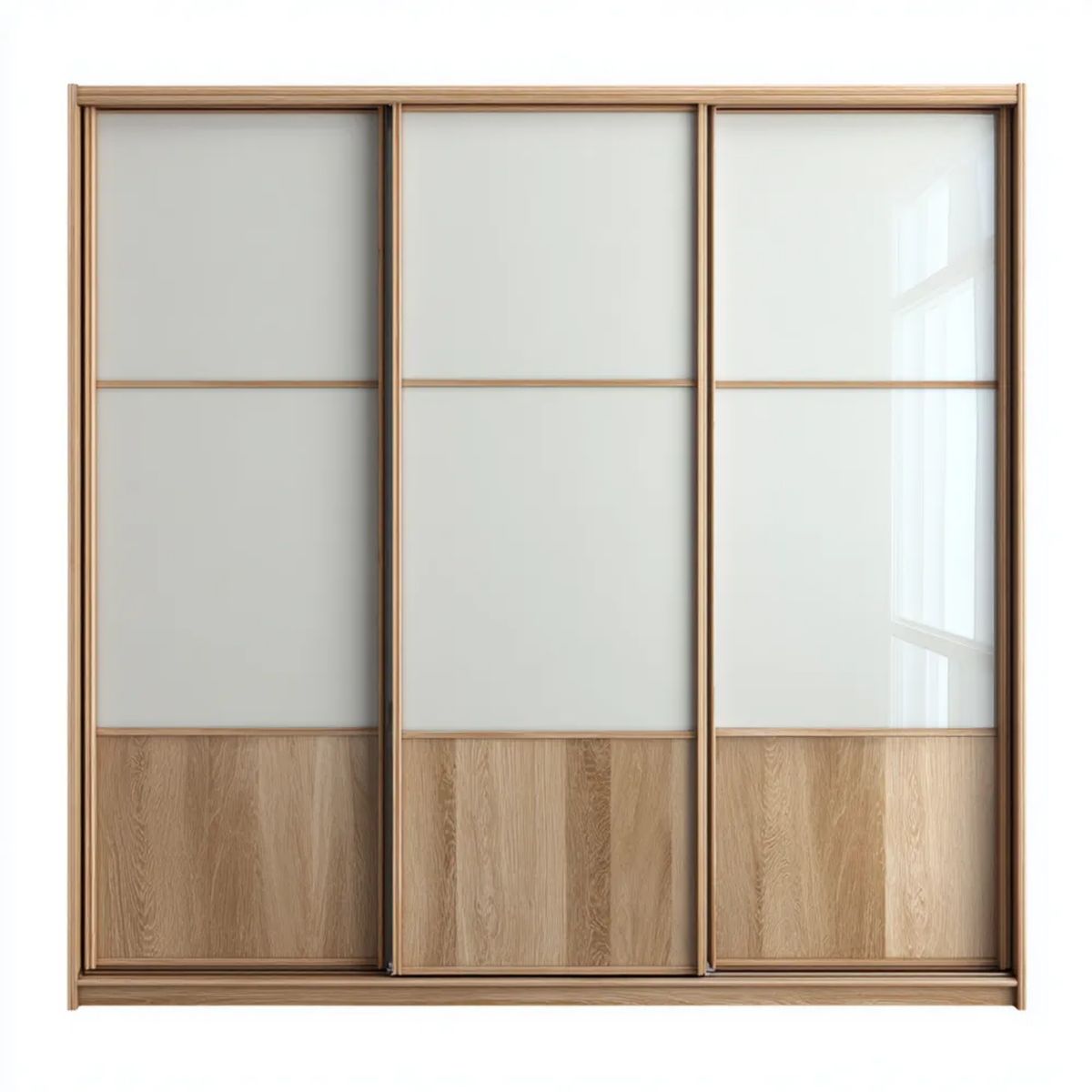 Szafa przesuwna z płyty laminowanej i szkła, jasny dąb/szary, 250 × 60 × 220 cm