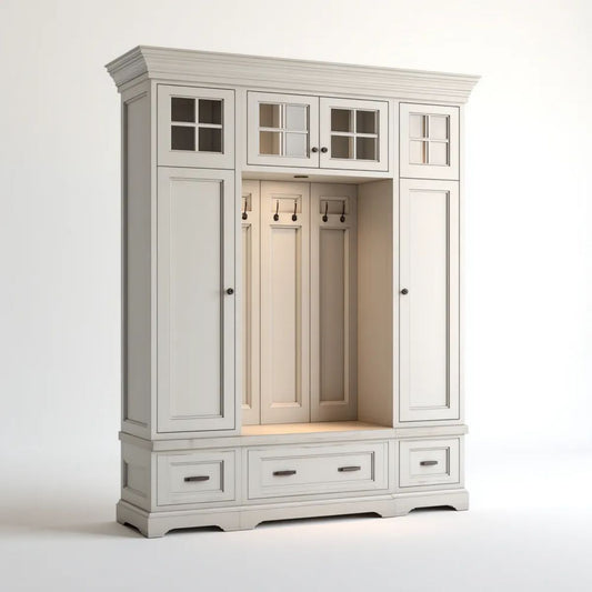 Biała garderoba do przedpokoju z płyty MDF 180 × 45 × 220 cm
