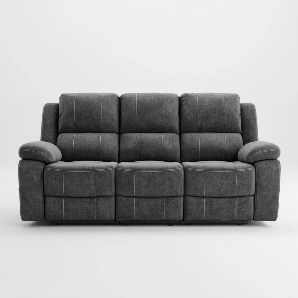 3-osobowa sofa relaksacyjna rozkładana z poliestru, ciemnoszara, 210 × 95 × 102 cm