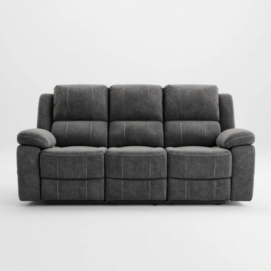3-osobowa sofa relaksacyjna rozkładana z poliestru, ciemnoszara, 210 × 95 × 102 cm
