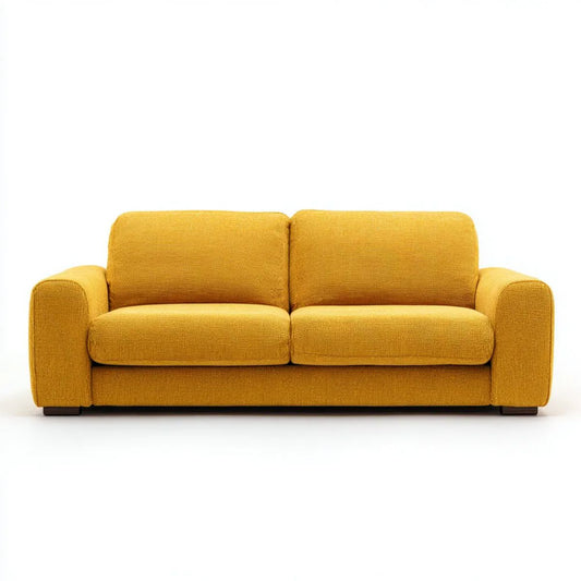 Dwuosobowa sofa z tapicerką poliestrową, musztardowa, 160 x 85 x 80 cm