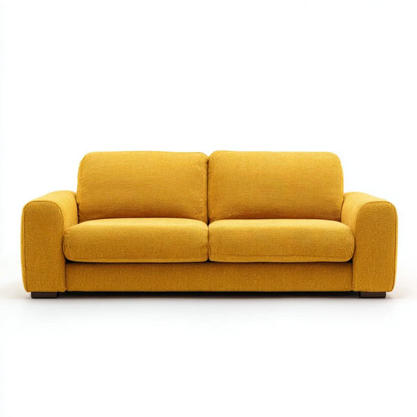 Dwuosobowa sofa z tapicerką poliestrową, musztardowa, 160 x 85 x 80 cm